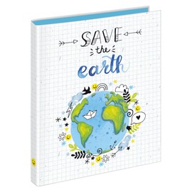 VELOFLEX Save the Earth 1144981 Ring Binder, DIN A4, with 2-Ring Mechanism, Filling Height 15 mm, Made of Recyclable Cardboard, School Binder, Ring Binder, Pack of 1