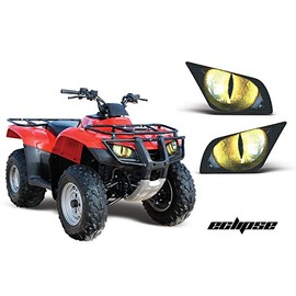 AMR Racing ATV Headlight Eye Graphics Decal Cover Compatible with Honda Recon 2005-2014 - Eclipse Yellow