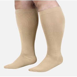 Plus Size Compression Socks for Women & Men, Wide Calf Support Compression Stockings (skin colour, 2XL)