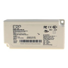 ERP Power ESS010W-0180-42 CC LED Power Supply 120-277 Vac, 87% Eff, IP64 ESS Plastic Case, Forward/Reverse-Phase & 0-10V dimming, 1-100% dim Range, 7.6 W max, 180 mA Iout, 24-42 V Vout
