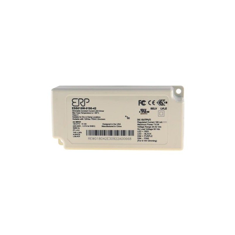 ERP Power ESS010W-0180-42 CC LED Power Supply 120-277 Vac, 87%
