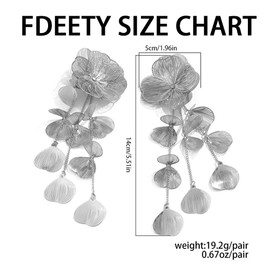 FDEETY Women's Hypoallergenic Long Earrings Hanging Ginkgo Biloba Earrings with Tassel Fashion Jewellery Earrings Gold Hoop Earrings, Copper