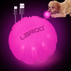 LaRoo LED Dog Balls,USB Rechargeable Dog Toy Ball Light up Pet Ball Glow in The Dark for Small Medium and Large Dog(Rose)