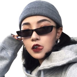 88flix Korean Cat's Eye Sunglasses, Rectangle Frame, Stylish, Vintage Style, Fine, Black