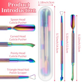 WLLHYF 2PCS Metal Cuticle Pusher and Cutter Remover Professional Stainless Steel Cuticle Remover Cuticle Nail Pusher Peeler Scraper Durable Pedicure Manicure Tools for Fingernails Toenails