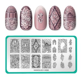 Maniology Garden Soiree Nail Stamping Plate, Romantic Blooming Flowers Stamp Plates, Floral Spring Manicure Designs, Springtime Florals DIY Patterns
