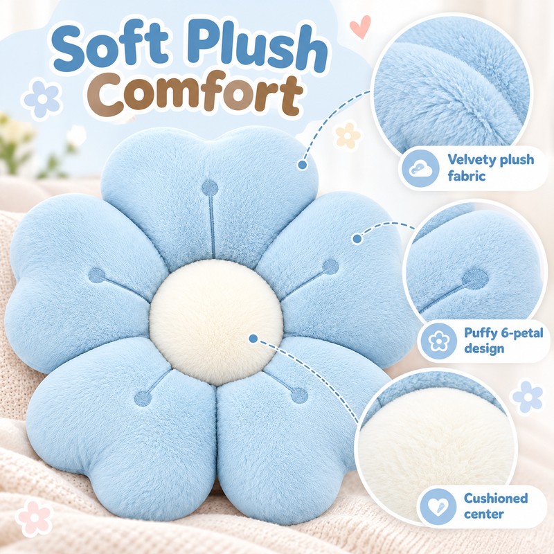 Flower-Shaped Plush Throw Pillow for Sofa and Bed – Soft