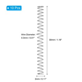 PATIKIL 圧縮バネ 0.3 mmワイヤ径 x 3 mm外径 x 30mm長 10個304ステンレス鋼機械延長小バネペンバネアソートメントキット ショップおよび家庭用修理
