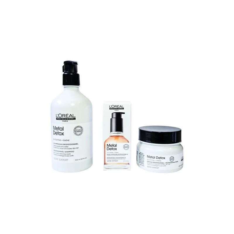 Loreal Kit Limpieza Anti Metal Detox Shampo Mascarilla Serum