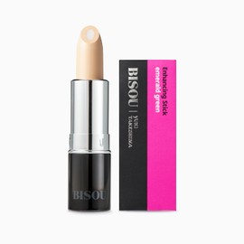 BISOU Concealer, Redness, Acne, Pimples Cover, Enhancing Stick N (Emerald Green) Naturally Derived Ingredients 94% SPF 38 PA+++ Blue Light Cut, Made in Japan, Natural
