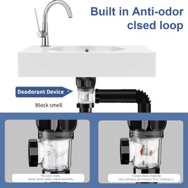 Weploda Sink Drain Fitting, ABS Sink Drain Fitting Set, Flexible Sink Drain Set, with Retractable Drain Pipe, Drain Plug, Rubber Rings, Extendable from 295-985 mm (Black)