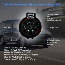 Trailer Tow Rear Bumper Wiring Connector Harness Kit Fit for Ford Transit 150 250 350 2015-2019 Replace CK4T-13B576-KE