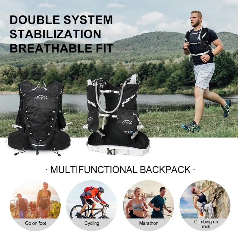 INOXTO running water bag vest backpack with 1.5L water bladder