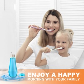 HOMKULA Glass Mouthwash Dispenser for Bathroom, Mouth Wash Container Bottle with Lid Cup, Small Clear Refillable Mouthwash Decanter Holder (3 Pack/ 8.0)