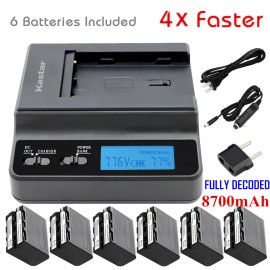 Sony Kastar Battery Charger Sony HDR-FX1000 HVR-HD1000U HVR-V1U HVR-Z1U HVR-Z5U Z7U - 1 Fast Charger + 4 Batteries