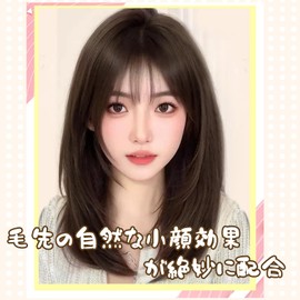 Wig, Medium, Bob, Semi-Long, Stiffle Wig, Women's, Bob, Wig, Layer, Heat Resistant, Long Wig, Cosplay, Women's Clothing, Small Face, Everyday Use (Cool Brown)
