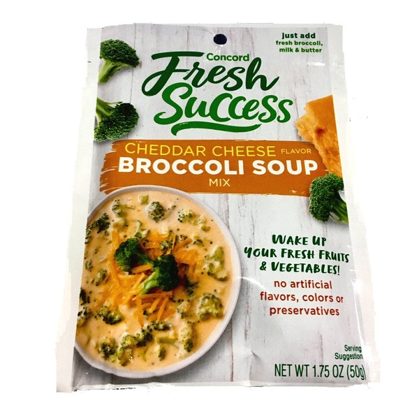 Concord Foods, Broccoli Soup with Cheddar Cheese Mix, 1.75oz Packet (Pack of 6)