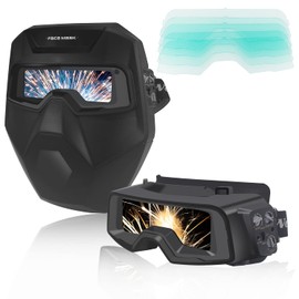 Asyoubuy Welding Glasses, Welding Goggles, Welding Surface, Auto Shade, Ultra Lightweight, 5 Extra Protective Plates, Outside Replacement