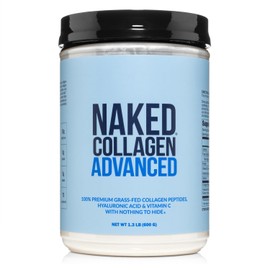 NAKED Collagen Advanced - Suplemento de colágeno hidrolizado de péptidos de proteína en polvo, ácido hialurónico, vitamina C, criado en pastura y alimentado con pasto, apto para dietas paleolíticas, s