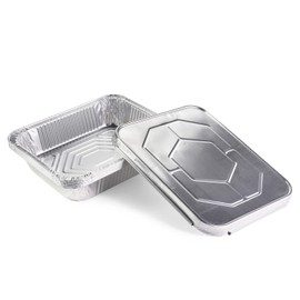 IDL Packaging Half-Size Aluminum Steam Table Pans with Lids - Deep, 13" x 11" x 3" (Pack of 5) - Disposable Foil Pan for Grilling, Roasting, BBQ, Cooking, Baking, Freezing