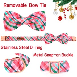 Unique style paws Christmas Pink Dog Collar, Pet Collar Gift for Girls Boys Dogs, Adjustable Dog Collar for Small Medium Dogs, XS