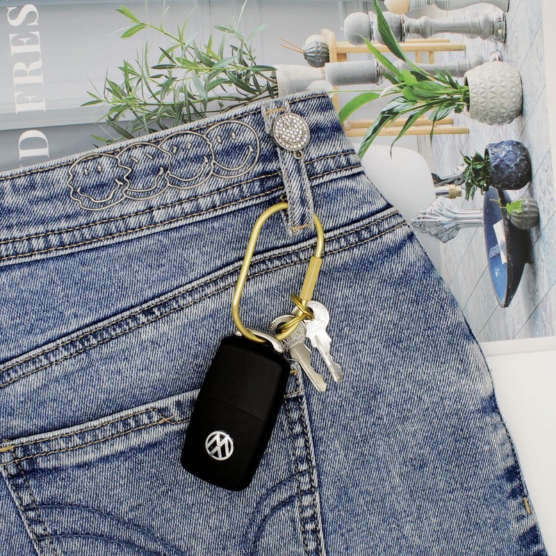 PPFISH Durable Brass Screw Lock Clip Key Chain Ring, Simple