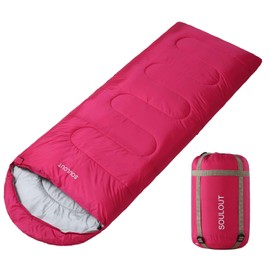 Envelope Sleeping Bag,3-4 Seasons Warm Cold Weather Lightweight, Portable, Waterproof Compression Sack Adults & Kids - Indoor & Outdoor Activities: Traveling, Camping, Backpacking, Hiking, Pink