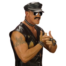 Widmann 7101C - Halsband mit Nieten, Druckknopfverschluss, Punk, Rocker, Biker, Kostüm, Accessoire, Karneval, Mottoparty