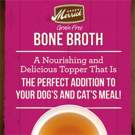 Merrick Grain Free Bone Broth, Premium Human Grade And Gluten Free Dog And Cat Food Topper Pouches, Turkey - 7 oz. Pouch