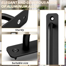 Piutouyar 10 Pack Aluminum Alloy Sliding Barn Door Handle, 128mm / 5 Inch Hole Center Gate Door Handle, Closet Door Pulls with Plate for Kitchen, Cabinet, Bathroom, Closet, 5.9 Inch Long (Black)