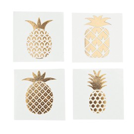 Fun Express Pineapple Gold Foil Tattoo Assortment (72 Pcs) Stylish Shine Sparkle, multi-colored, One Size
