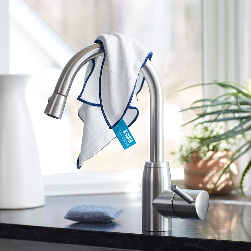 E-Cloth Wash & Wipe Dish Cloth, Microfibre, Blue/White & Red/White,