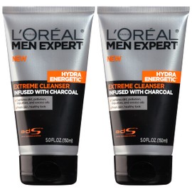 LOréal Paris Men Expert Hydra Energetic Limpiador de crema de carbón, 5 fl. oz., 0, 2 unidades                                                        