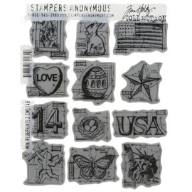 Stampers Anonymous Tim Holtz Cling Rubber Stamp Set, 7 by 8.5-Inch, Mini Blueprints