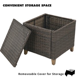 Grand patio Outdoor Furniture, Patio Wicker Sectional Sofa Modular Furniture Set Single Sofa with Thick Cushions and Steel Frame for Deck Porch Poolside Garden (Side Table)