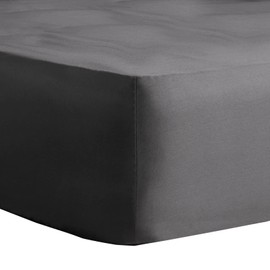 Highams Single Fitted Sheets, Soft Fabric Bed Sheet, 220 Thread Count, 100% Cotton, Deep Pocket Fitted, Fade Resistant Bottom Bed Sheet - Charcoal Grey, 90 x 190 x 30cm