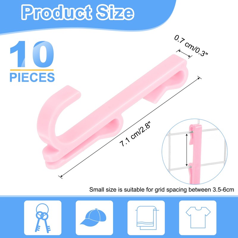 sourcing map 10 Grid Wall Hooks, 2.8 Inch Grid Wall