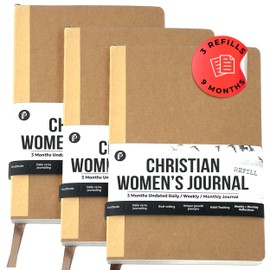 Prazoli Christian Bible Prayer Journal For WOMEN 9-Month Refill - Study Scripture Notebook & Planner Daily Devotional Undated | Religious Jesus Faith Gifts for Graduation, Pastor Baptism & Church