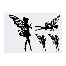 4 x 'Fairy With Wings' Temporary Tattoos - Water Resistant, Skin-Safe, Non-Toxic Transfers, Mixed Sizes (TO00070154)