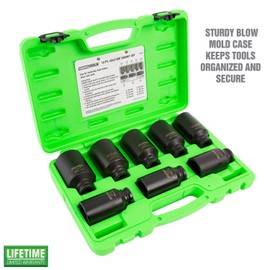 OEMTOOLS 37321 8 Piece 1/2 Inch Drive Axle Nut Socket Set, 12 Point Set, 29mm, 30mm, 32mm, 34mm, 35mm, 36mm, 38mm, and 39mm Socket Set with Case