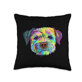 Colourful Dog Border Terrier Throw Pillow