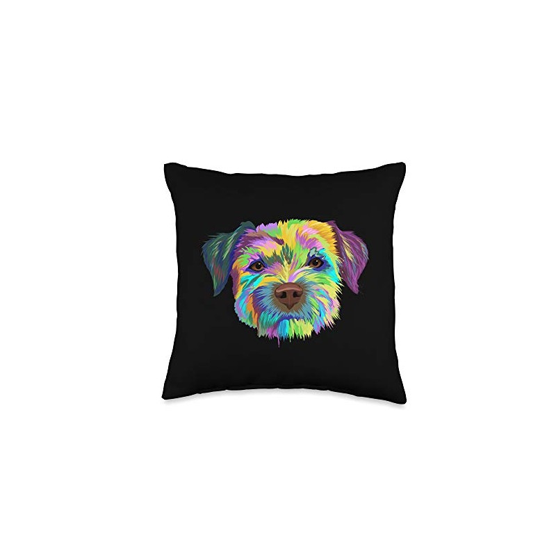 Colourful Dog Border Terrier Throw Pillow