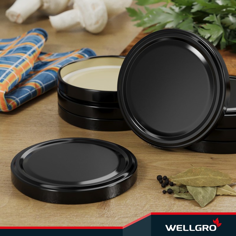 WELLGRO 12 x preserving lids TO 100 black - replacement