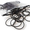 Apinar Basic High Elasticity Tipless Ring Hair Band Large Capacity Elastic 100p + Transparent Pouch Black, Black 100p / 아피나르 베이직 고탄력 무팁링 머리끈 대용량 엘라스틱 100p + 투명파우치 블랙, 블랙 100p