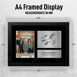 HWC Trading FR A4 Nick Offerman, Amy Poehler, Aziz Ansari, Rashida Jones & Paul Schneider Parks and Recreation Gifts Printed Signed Autograph Picture for TV Show Fans - A4 Framed