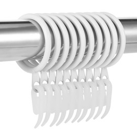 tonyg-p 20 Pack Metal Curtain Rings with Plastic Curtain Hooks, 30mm Internal Diameter Curtain Drapery Pole Rod Rings (White)