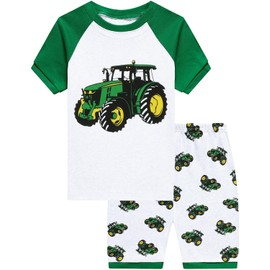Little Hand Boys Tractor Pyjamas Set Kids Cotton Pjs Short Sleeve Sleepwear Nightwear Toddler Outfits Age 2-3 Years