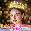 Urieo Light up Queen Crown LED Rhinestone Tiaras with Comb