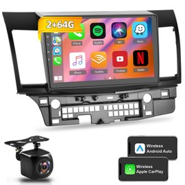 Android 13 Car Stereo for Mitsubishi Lancer 2008-2017 with Carplay Android Auto - [2+64G] 10.1 inch HD Touch Screen Radio GPS Navigation WiFi HiFi + AHD Backup Camera