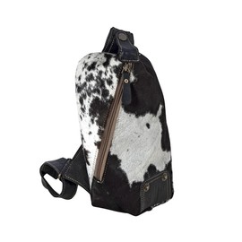 Myra Bag Sling Bag for Women - Western Upcycled Canvas Hairon Leather Crossbody - Black & White